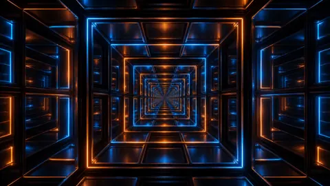 Neon Infinite Cube Tunnel