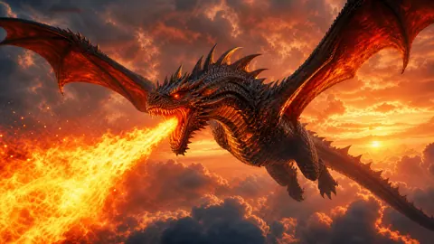 Black Dragon Breathing Fire