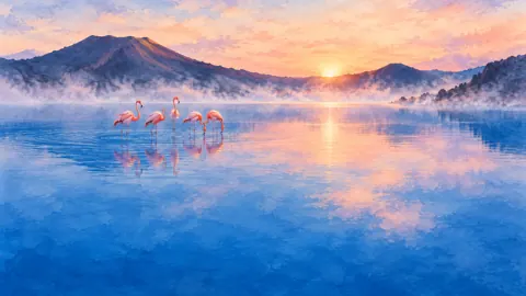 Flamingos in Crater Lake