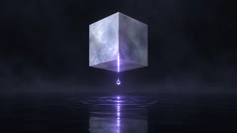 Glowing Cube Above Water