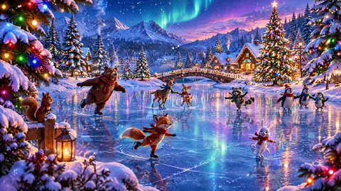 Woodland Animals Ice Skating