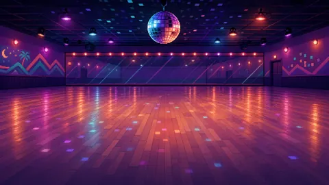Neon Roller Rink Interior