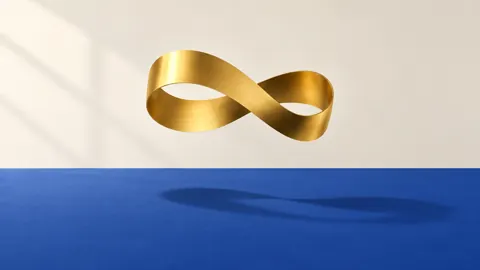 Gold Möbius Strip on Ultramarine Floor