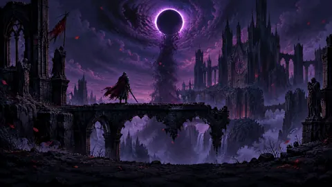 Armored Wanderer Under Violet Eclipse