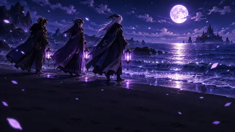 Horned Travelers With Violet Lanterns