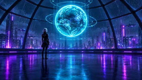 Silver-Haired Woman With Hologram