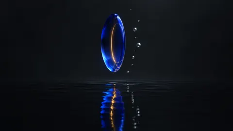 Cobalt Lens Above Black Pool