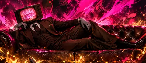 TV-Headed Figure on Sofa