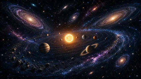 Solar System With Ringed Planet