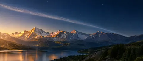 Alpine Lake With Comet