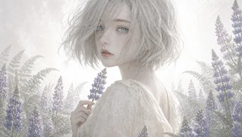 Blue-Eyed Woman With Lupine