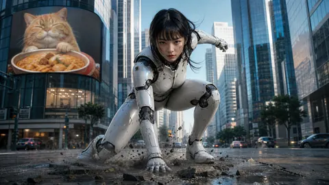 Female Android Landing in Seoul