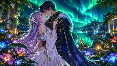 Priestess and Prince Under Auroras