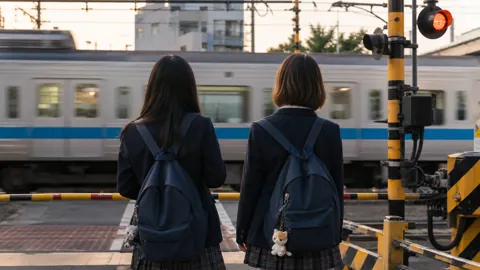 Japanese Schoolgirls at Tokyo Crossing