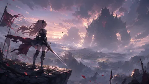 Armored Girl Facing Spiked Monster