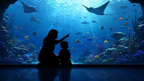 Mother and Son at Aquarium