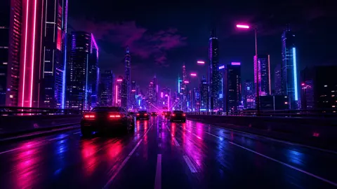 Cyberpunk Highway After Rain