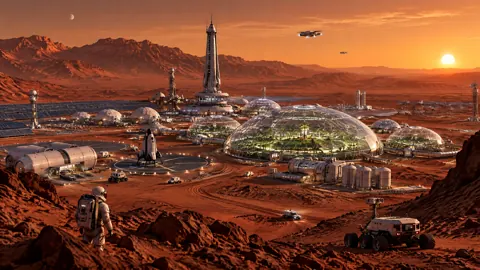 Mars Colony at Sunset