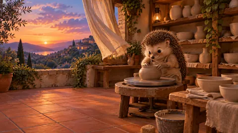 Hedgehog Making Clay Vase