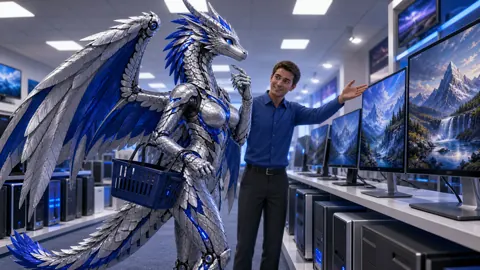 Robotic Wyvern in Computer Store