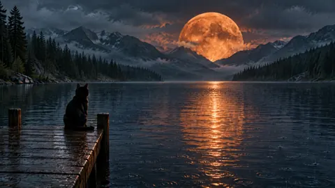 Black Cat Under Copper Moon