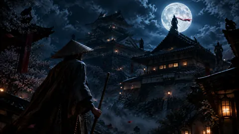 Warrior Monk and Ninja at Japanese Castle