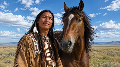 Lakota Man With Mustang