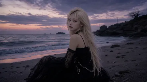 Blonde Woman on Rocky Beach