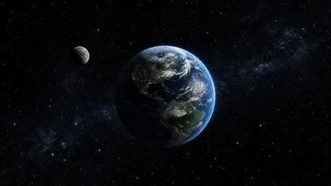 Earth and Moon Milky Way