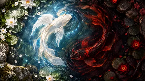 Angel And Demon Koi Pond
