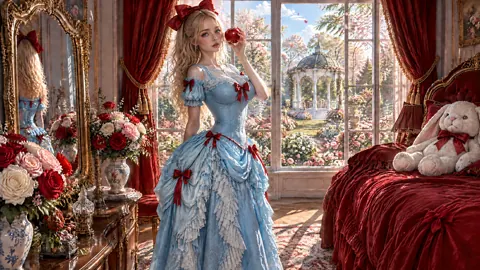 Blonde Woman With Red Apple