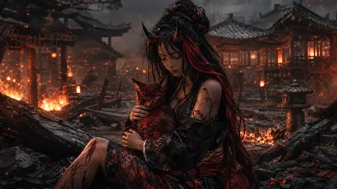 Oni Woman With Cat