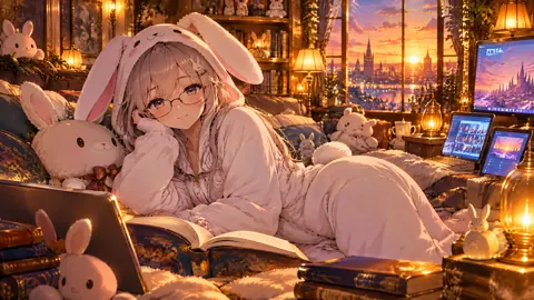 Bunny Girl in Library