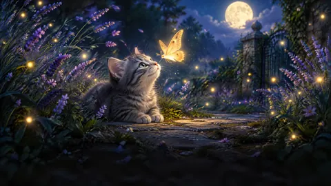 Kitten Watching Golden Moth