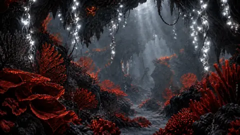 Glowing Vines in Coral Cave