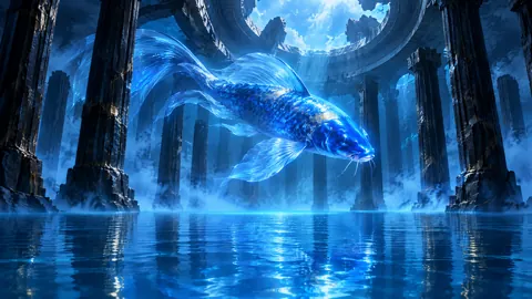 Cobalt Koi in Flooded Hall