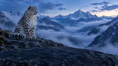 Snow Leopard Above Himalayan Valley