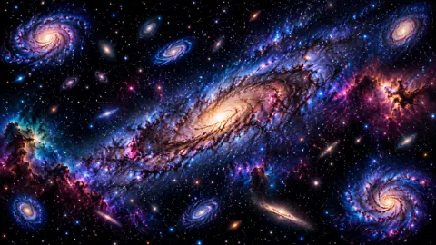 Glowing Spiral Galaxy Field