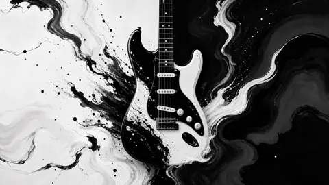 Black and White Guitar Abstract