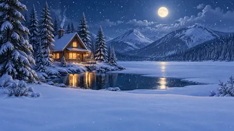 Cedar Cabin by Frozen Lake