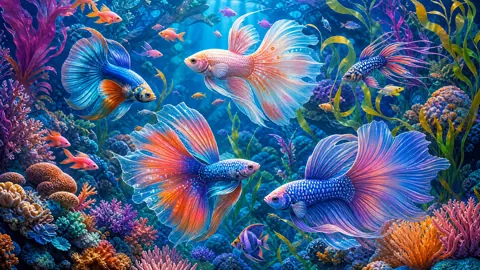 Long-Finned Fish Coral Reef