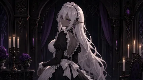 Dark Elf Maid With Roses