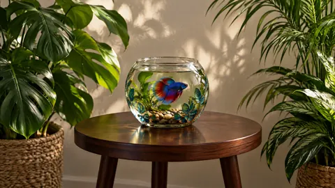 Betta Fish in Glass Bowl