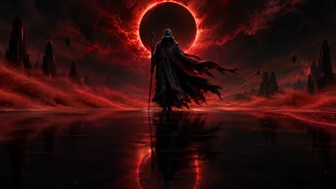 Hooded Sentinel Under Red Eclipse