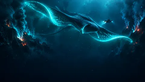 Glowing Manta In Volcanic Trench