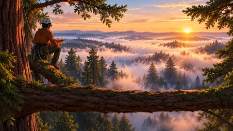Arborist in Redwood Sunrise