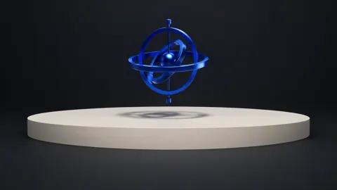 Blue Gyroscope on Ivory Pedestal
