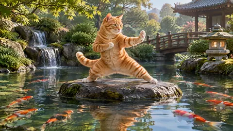 Tai Chi Cat in Japanese Garden