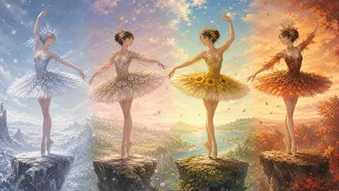 Four Seasonal Swan Lake Ballerinas