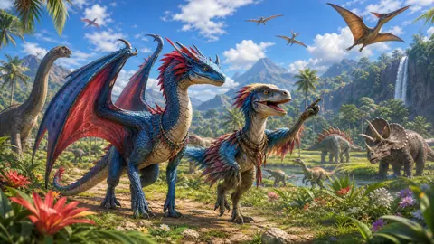 Wyvern and Raptor Jurassic Meadow